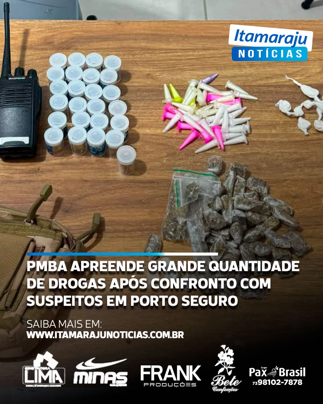 PMBA apreende grande quantidade de drogas após confronto com suspeitos em Porto Seguro